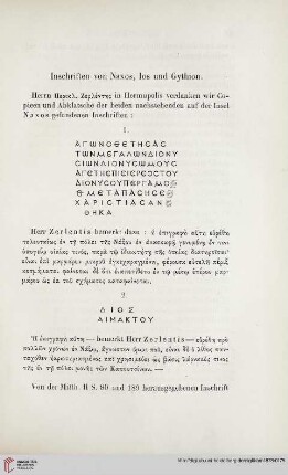 3: Inschriften von Naxos, Ios und Gythion
