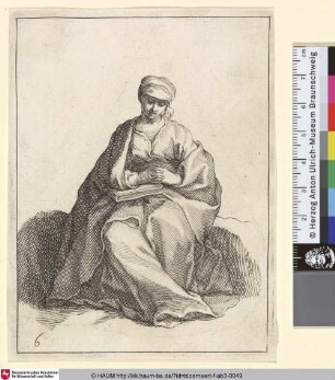 [A draped, seated Woman in Prayer; Betende sitzende Frau]