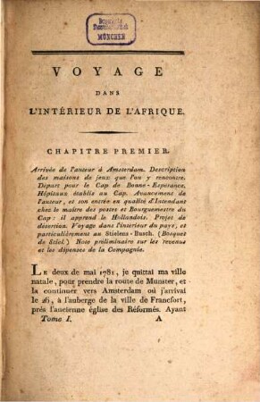 Voyage dans l'intérieur de l'Afrique ... : Commencé en 1781 et achevé en 1797, 1 (1800)