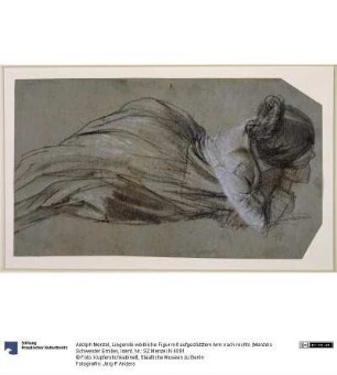 Liegende weibliche Figur mit aufgestütztem Arm nach rechts (Menzels Schwester Emilie)