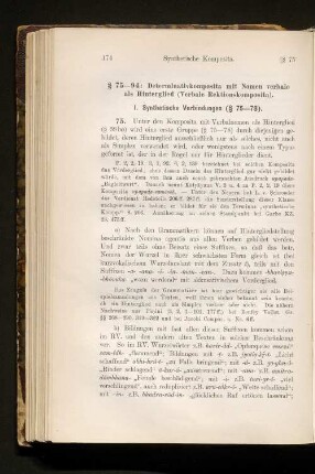 § 75-94: Determinativkomposita mit Nomen verbale als Hinterglied (Verbale Rektionskomposita).