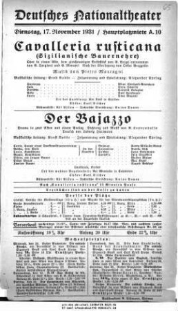 Cavalleria rusticana (Sizilianische Bauernehre)