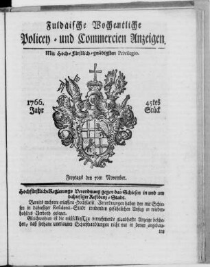 45tes Stück, Ausgabe vom 7. November 1766