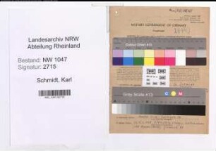 Entnazifizierung Karl Schmidt , geb. 08.02.1898 (Regierungspraesident)