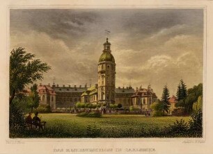 Ansichten Karlsruher Gebäude, Bauwerke und Denkmäler. "Das Residenzschloss in Carlsruhe". Schlossturm