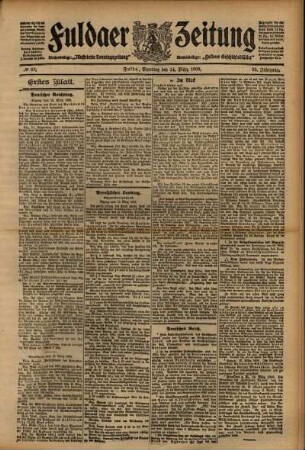 Erste Ausgabe vom Samstag, den 14. März 1908.