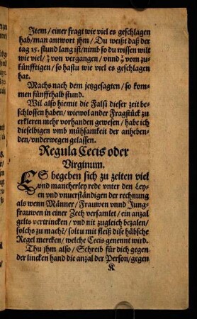 K1r-K5r, Regula Cecis oder Virginum