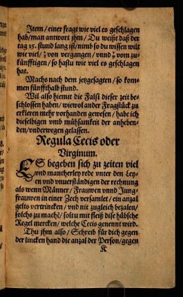 K1r-K5r, Regula Cecis oder Virginum