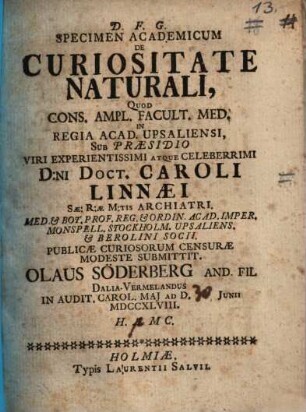 Specimen acad. de curiositate naturali