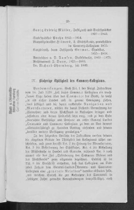 IV. Bisherige Thätigkeit des Commerz-Collegiums.