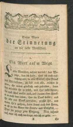 1. Ein Wort auf'm Wege
