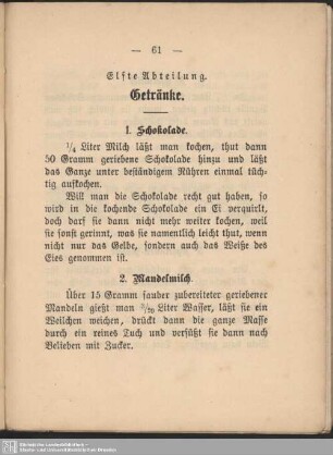 Elfte Abteilung. Getränke