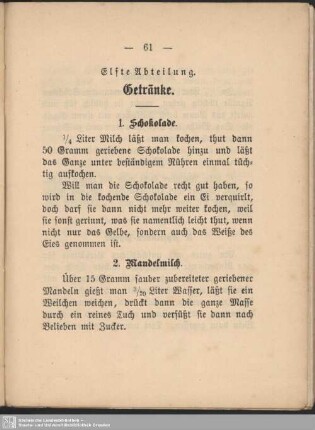 Elfte Abteilung. Getränke