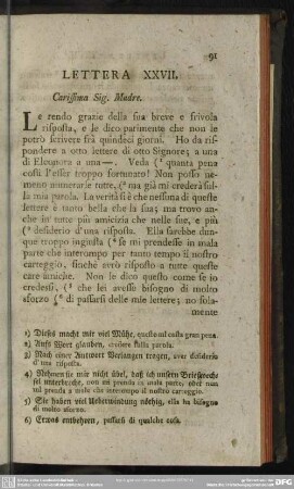 Lettera XXVII. Carissima Sig. Madre