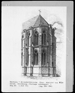 Ansicht des Chores der Elisabethkirche in Marburg von Südosten