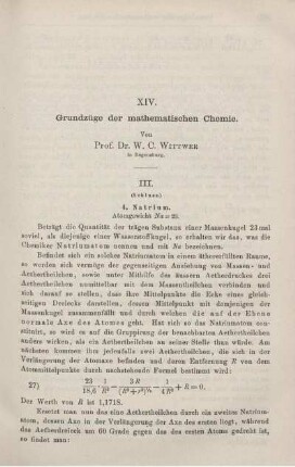XIV. Grundzüge der mathematischen Chemie.