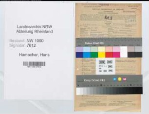 Entnazifizierung Hans Hamacher, geb. 23.11.1909 (Ingenieur)