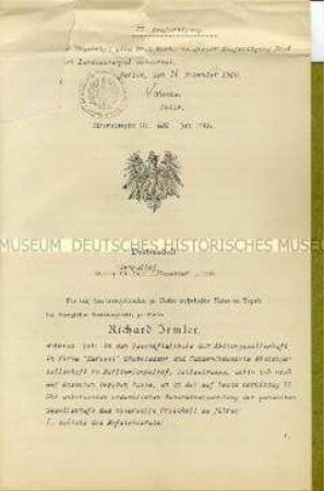 Geschäftsbericht für das Geschäftsjahr 1915/16 mit beglaubigtem Protokoll der Generalversammlung - Sachkonvolut