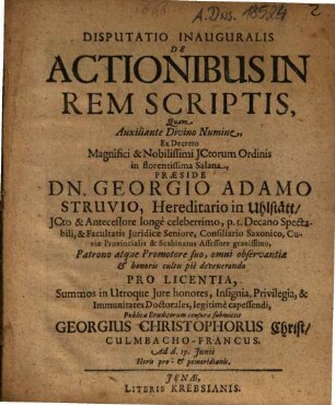 Disputatio Inauguralis De Actionibus In Rem Scriptis