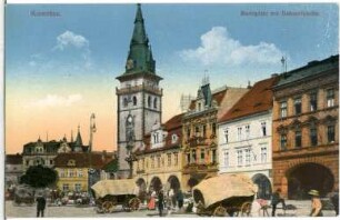 Komotau. Dekanalkirche und Markt