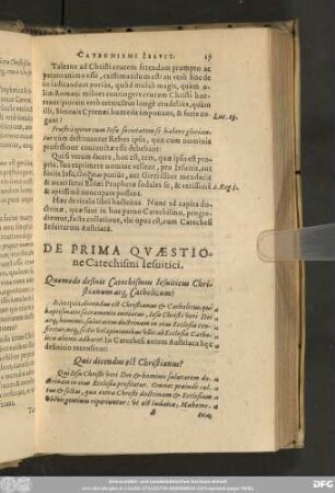 De Prima Quaestione Catechismi Iesuitici.