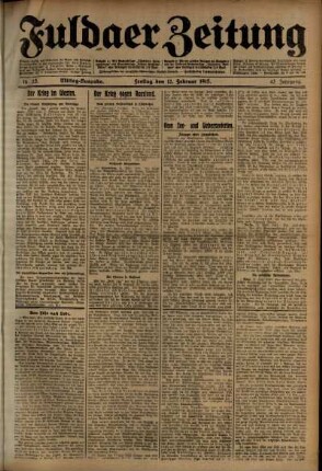 Zweite Ausgabe vom Freitag, den 12. Februar 1915.