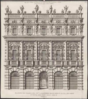 Prospect des Palazzo Mafei in Verona. Falttaf. pag. 8 aus: Volkamer, Johann Christoph: Nürnbergische Hesperides, Oder Gründliche Beschreibung Der Edlen Citronat- Citronen- und Pomerantzen-Früchte, ... 1708. Dresden: SLUB Botan.172