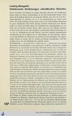 Unbekannte Zeichnungen schwäbischer Künstler.
