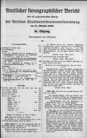 Sitzung 34, 15. Oktober 1929