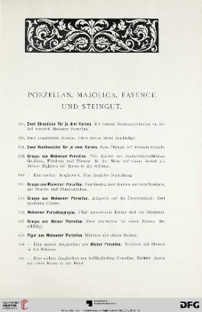 Porzellan, Majolica, Fayence und Steingut (Nr. 149-283)