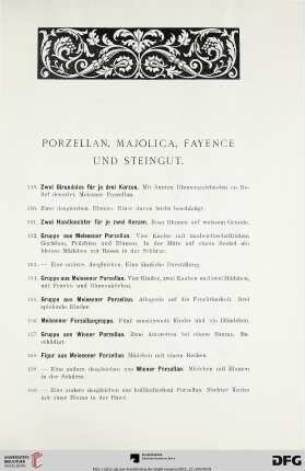 Porzellan, Majolica, Fayence und Steingut (Nr. 149-283)