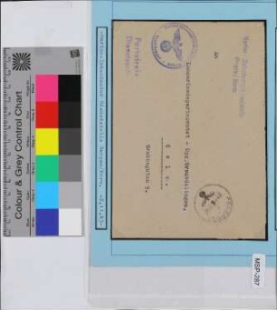 Dienstbrief, Schiffsname/Landeinheit: Marine Intendantur Bergen; Frankatur, Mi.-Nr.: [Keine]; Poststempel: Feldpost e 2.11.43; Nebenstempel: Marineintendanturdienststelle Bergen