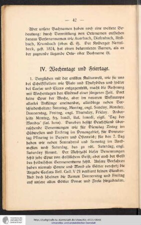 Wochentage und Feiertage