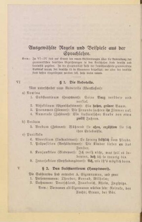 Ausgewählte Regeln und Beispiele aus der Sprachlehre