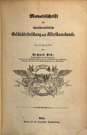 Monatsschrift für rheinisch-westfälische Geschichtsforschung und Alterthumskunde, 2. 1876