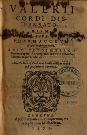 Dispensatorium sive pharmacorum conficiendorum ratio ...