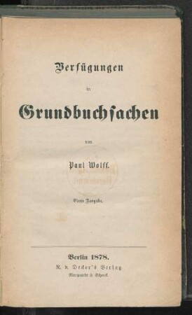 Verfügungen in Grundbuchsachen