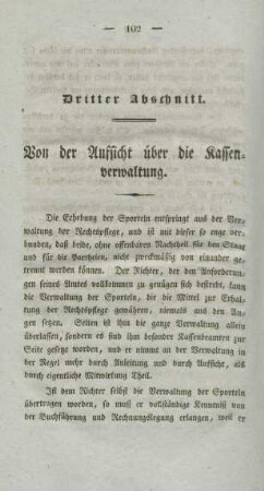 Dritter Abschnitt. Von der Aufsicht über die Kassenverwaltung.