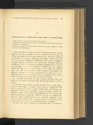 II. Pénétration de la culture curopéenne dans la mentalité nègre.