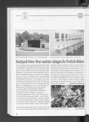 Stadtpark-News: Neue sanitäre Anlagen für Freilicht-Bühne