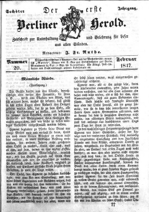 Nummer 20, Februar 1847