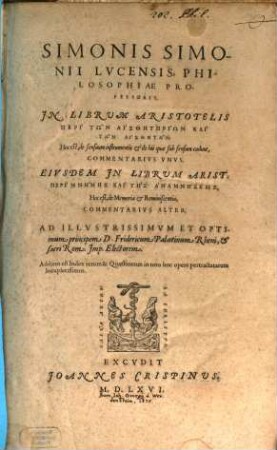 In librum Aristotelis de Sensuum instrumentis et de his quae sub sensum cadunt, commentarius