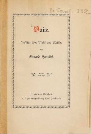 Suite : Aufsätze über Musik und Musiker