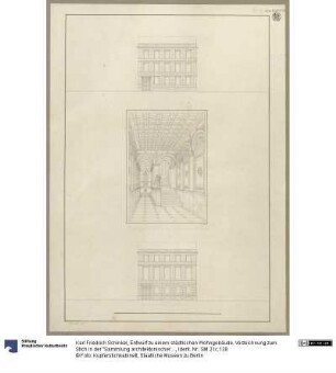 Entwurf zu einem städtischen Wohngebäude. Vorzeichnung zum Stich in der "Sammlung architektonischer Entwürfe", Heft 10, Tafel 63, 1826