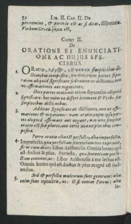 Caput II. De Oratione Et Enunciatione Ac Huius Speciebus.