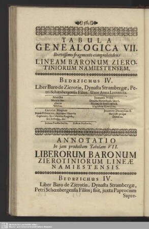 Tabula Genealogica VII.