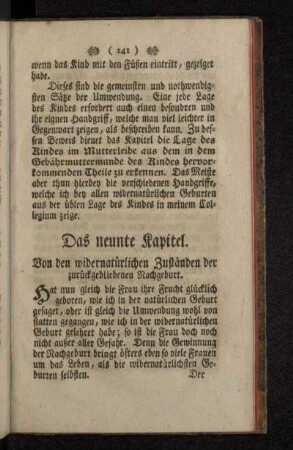 Das neute Kapitel. Von den widernatürlichen Zuständen der zurückgebliebenen Nachgeburt.