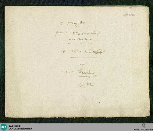Das Unterbrochene Opferfest. Excerpts - Don Mus.Ms. 2056 : V (3), orch