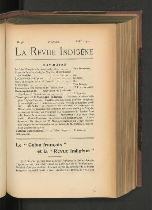 4e Année, Nr. 36. Avril 1909.