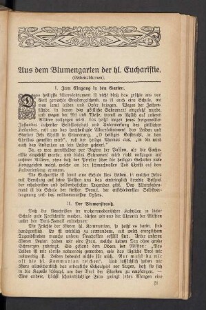 Aus dem Blumengarten der hl. Eucharistie